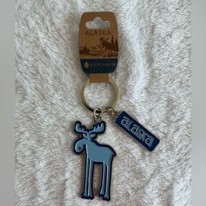 Blue Metal Moose Keychain NWT